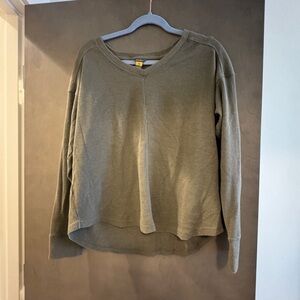 Eddie Bauer Olive Green V-Neck Women's Top